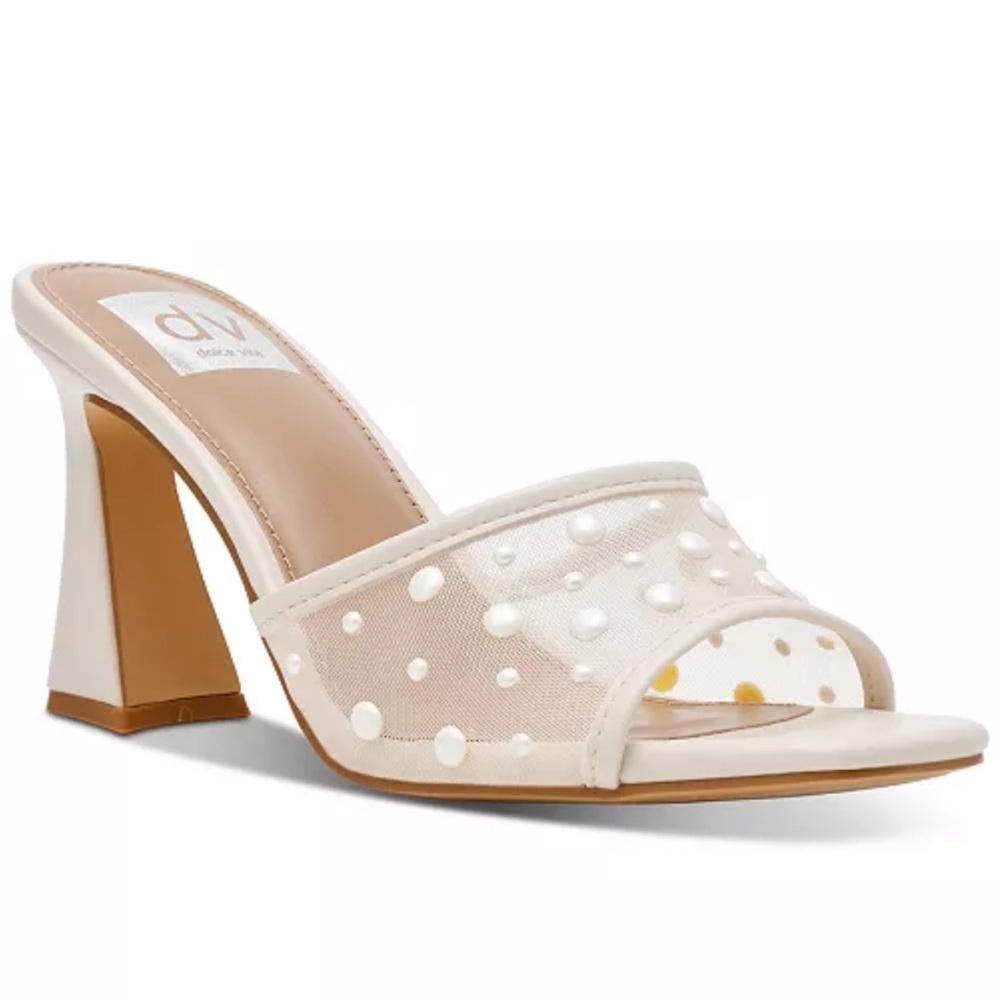 DV by Dolce Vita Ivory Mesh Pearl Dot High Heel Slide